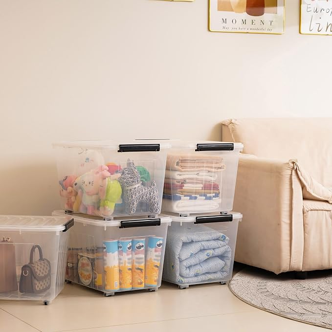 Citylife 82 QT Clear Plastic Storage Bins - Image 5