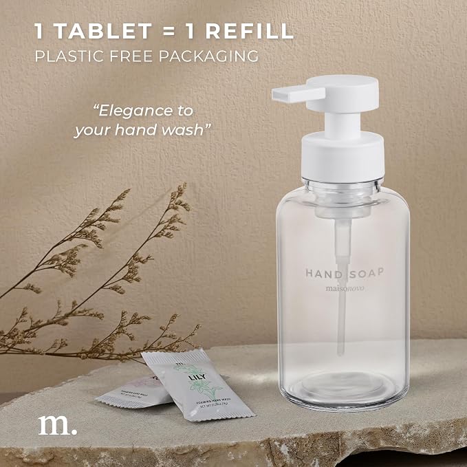 MaisoNovo 14 oz Clear Glass Foaming Soap Dispenser - Image 4