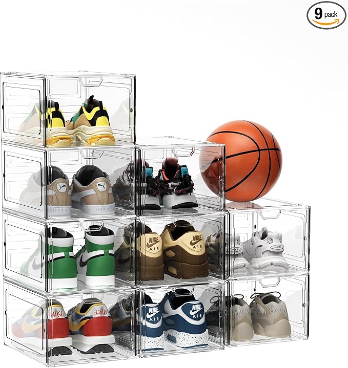 9 Pack Thicken Shoe Organizer Stackable, Upgraded Sturdy Shoe Storage Box by jphoiy+box