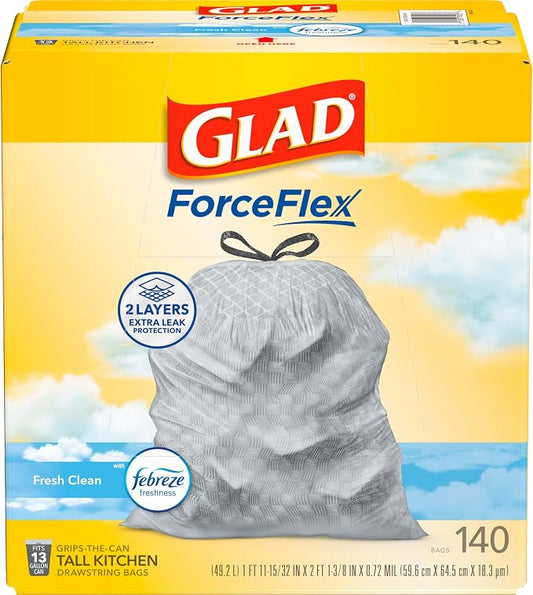 Glad ForceFlex Tall Kitchen Trash Bags, 13 Gallon, Fresh Clean by GladTrashFoodStorage