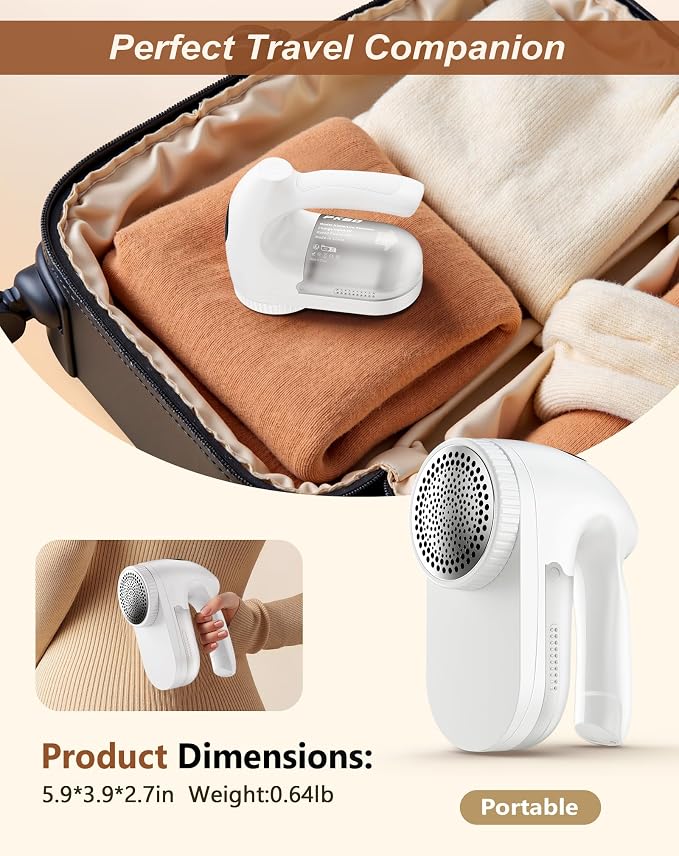 IPX6 Waterproof Washable Electric Fabric Shaver and Lint Remover, Rechargeable - Image 6