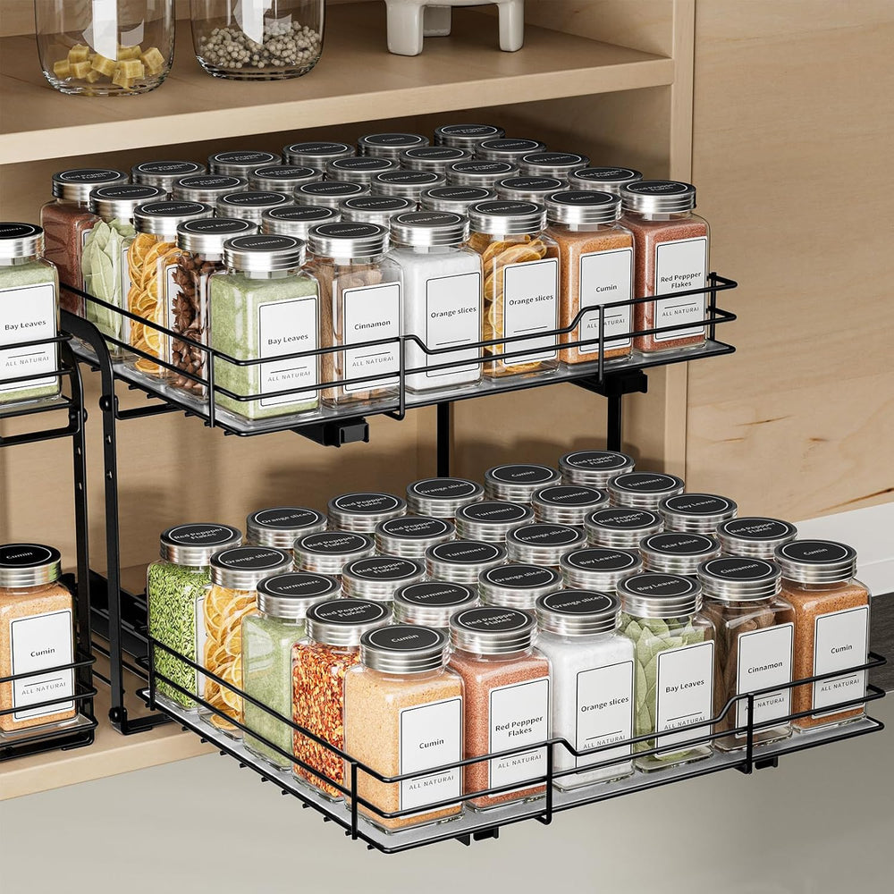 BOIVSHI 2-Tier Pull Out Spice Rack, Spice Rack Organizer, Pull Out Spice Rack...