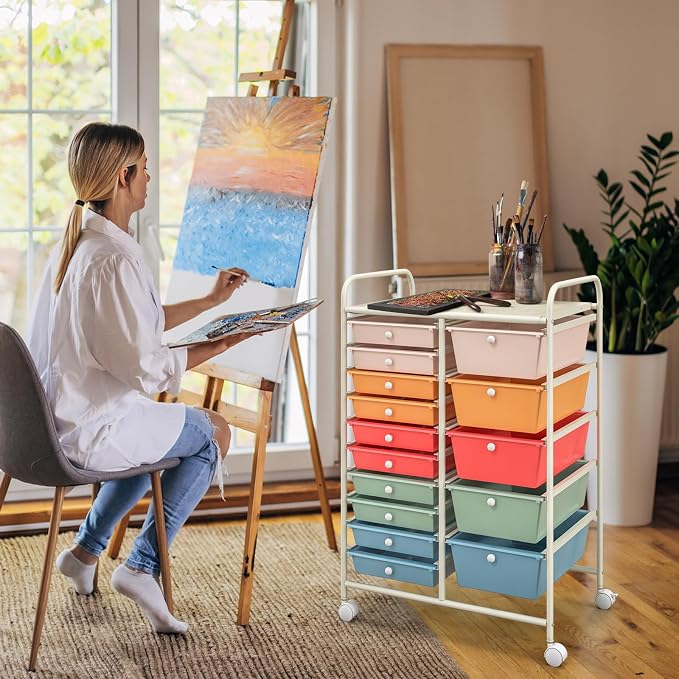 GOFLAME 15-Drawer Rolling Storage Cart, Utility Cart - Image 8