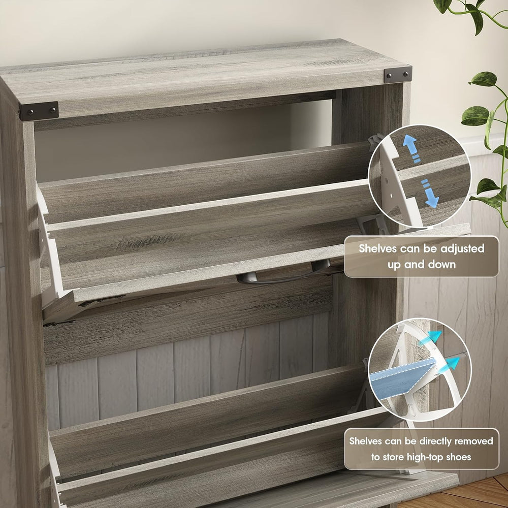 Maupvit 24" W Farmhouse Shoe Cabinet Storage for Entryway, Freestanding ...