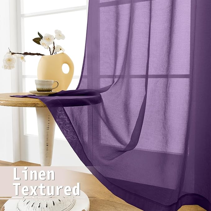 Tollpiz Sheer Door Curtains Closet Linen Textured Curtains Sheer Doorway Light - Image 4