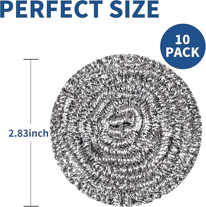 Stainless Steel Scrubber Scrubbing Scouring Pad Sponges Clean Pot Pan and Steel - Image 2