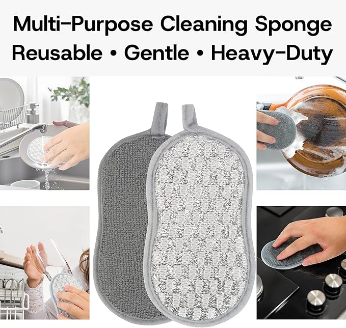 Multi-Purpose Scrub Kitchen Sponges – 12 Pack Dish Sponge, Dual-Sided - Image 3