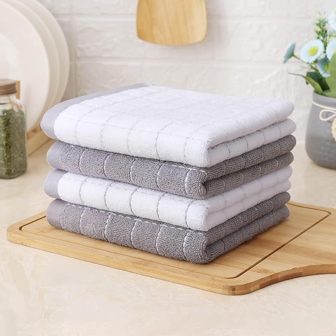 Homaxy 100% Cotton Terry Kitchen Towels, Checkered Designed, Soft and Super - Image 8