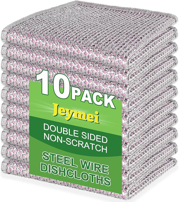 10pcs Non Scratch Wire Dishcloth Multipurpose Wire Dishwashing Rag by Jeymei