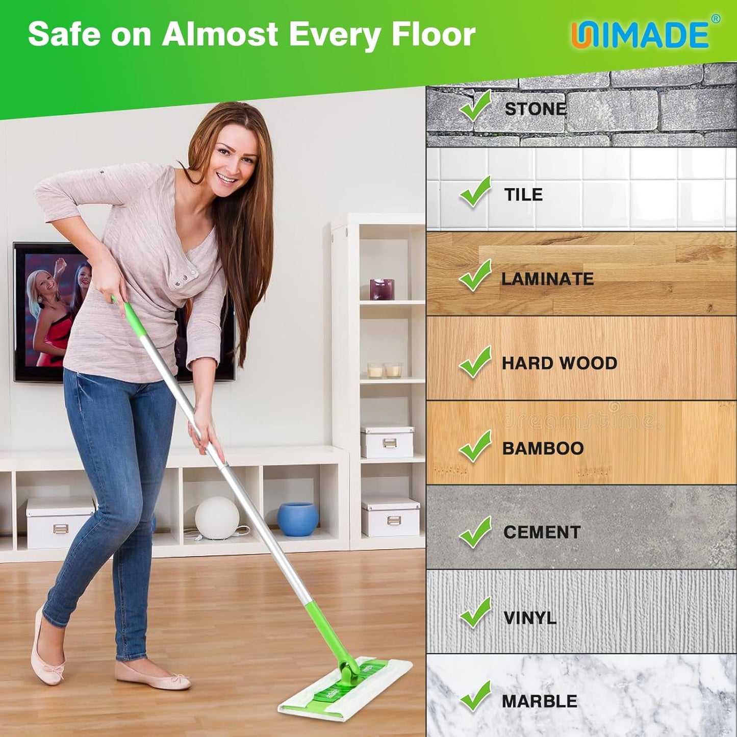 UNIMADE Dry Sweeping Cloths, 52 Count Mop Refill Compatible with Swiffer Sweeper - Disposable Duster Refills Mops for Cleaning Hardwood Floor Dust