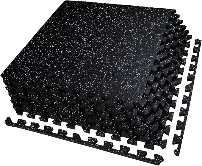 AIRHOP 0.56in Thick 24 Sq Ft Exercise Equipment Mats, 6 Tiles Upgraded Rubber by Airhop