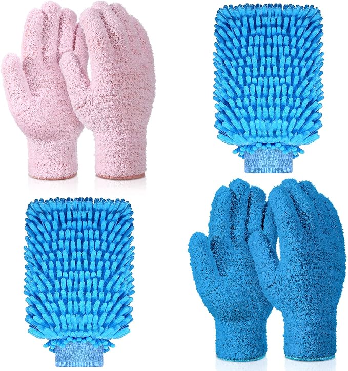 6 Pcs Microfiber Dusting Mitt Gloves Microfiber Washable Dusting Gloves Car by Potchen