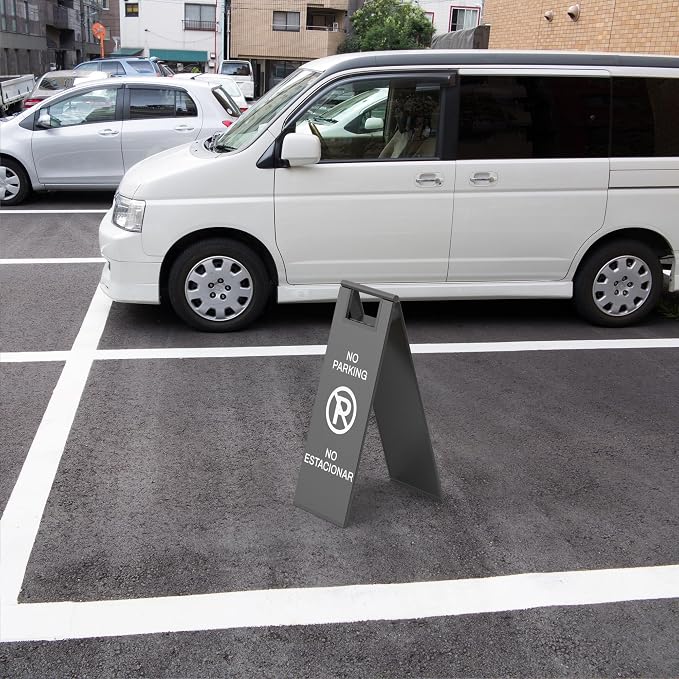Stainless Steel No Parking Sign Portable Foldable Handle 2-Pack - Image 3