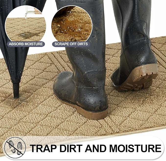 REFETONE Indoor Doormat, Front Back Door Mat 20"x32" Absorbent Rubber Backing - Image 4