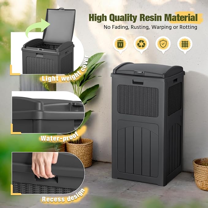 Devoko 33 Gallon Outdoor Trash Can, Hideaway Garbage Bins - Image 2