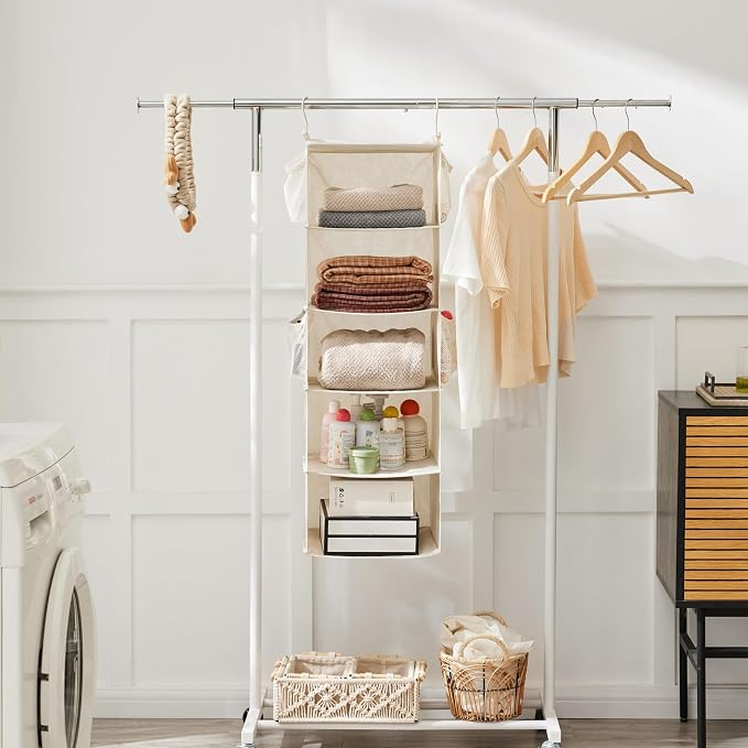 MAX Houser 5 Shelf Hanging Closet Organizer, Space Saver, Cloth Hanging Shelves - Image 4