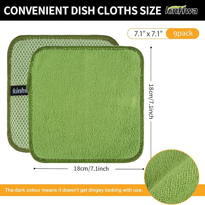 KinHwa Kitchen Washcloths for Dishes Absorbent Microfiber Dish Cloths Quick Dry - Image 8