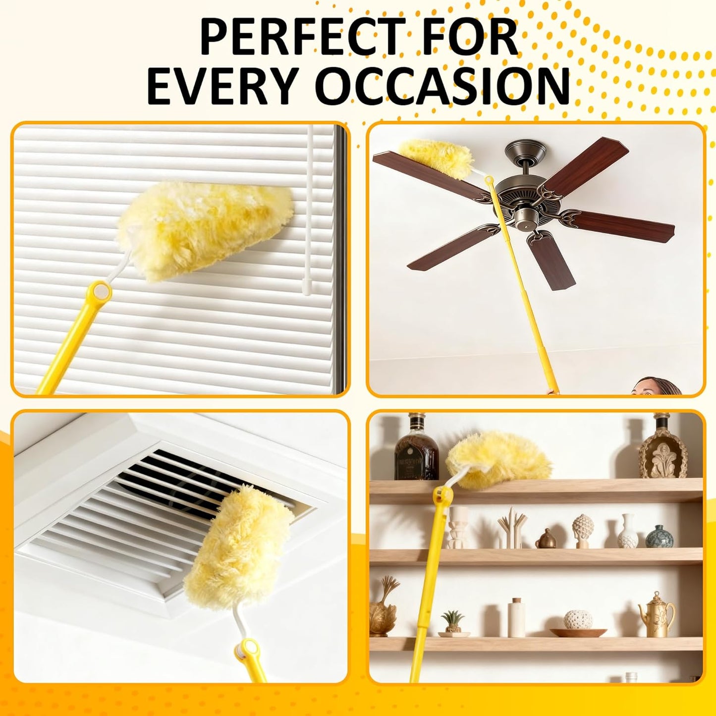 Heavy Duty Multi Surface 360°Heavy Duty 60 Duster Refills & 1 Handle, Disposable Dusters for Cleaning Compatible with swiffer