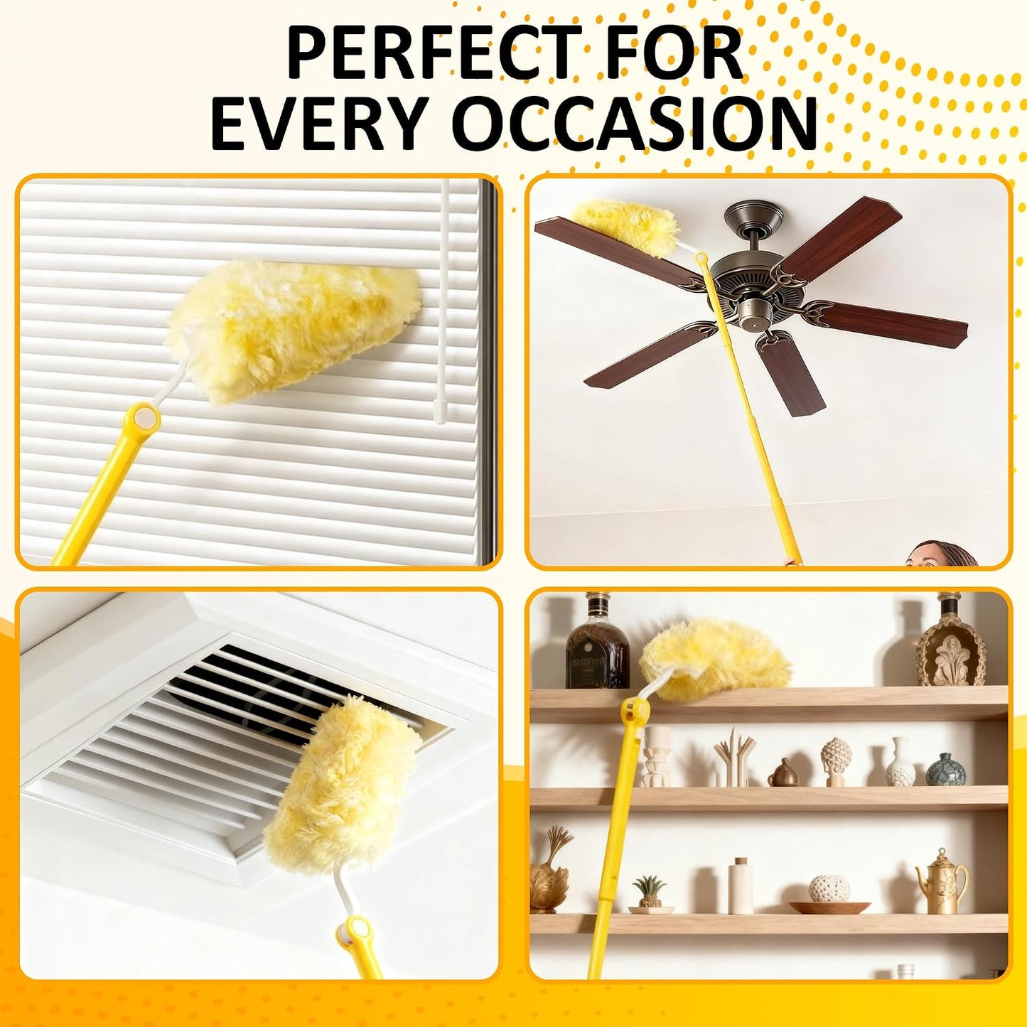 Heavy Duty Multi Surface 360°Heavy Duty 60 Duster Refills & 1 Handle, Disposable Dusters for Cleaning Compatible with swiffer