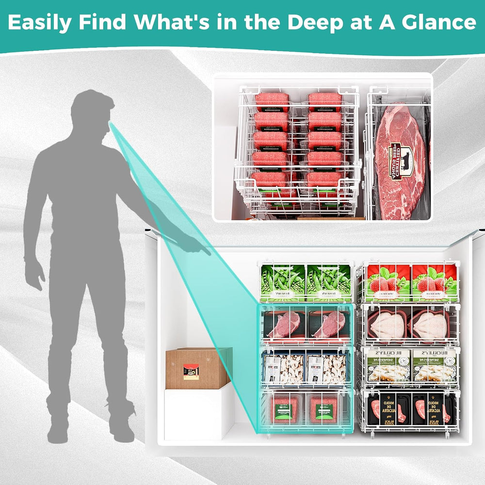 OPENICE Expandable Freezer Organizer Bins for Deep Freezer (4 PCS, White)