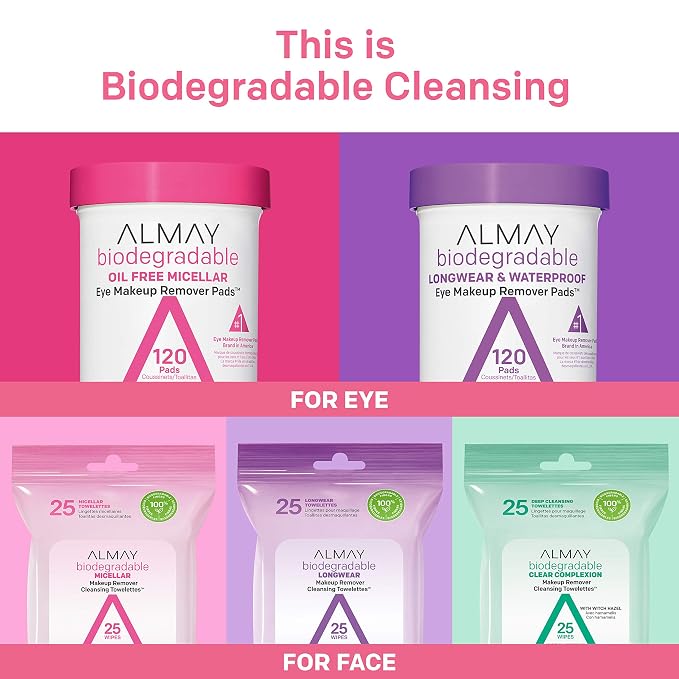 Almay Biodegradable Makeup Remover Pads, Micellar Gentle, Hypoallergenic - Image 7
