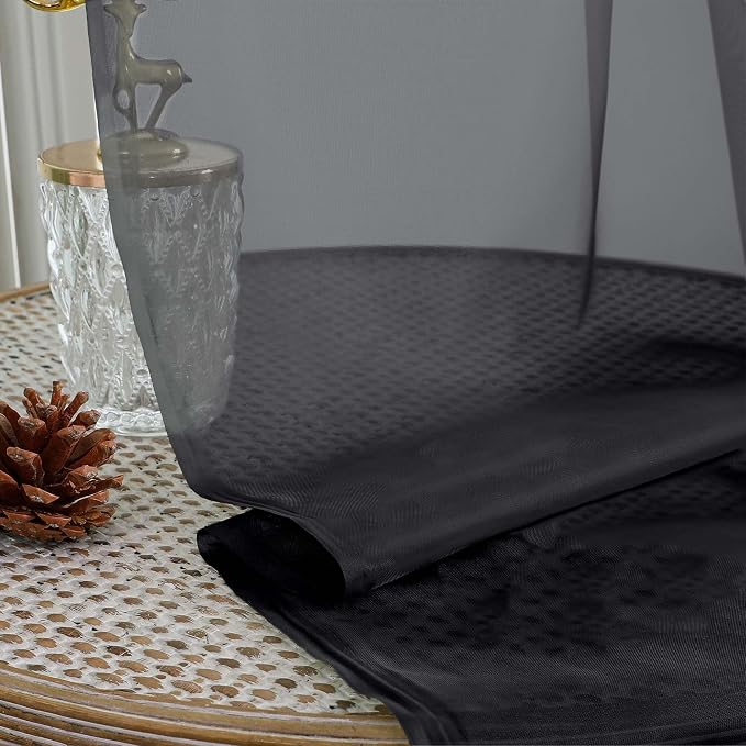 Chyhomenyc Extra Long Black Sheer Curtains 108 Inches Long 2 Panels, Light - Image 5