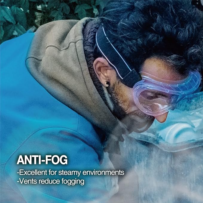 DEX FIT Protective Safety Goggles SG220A; OTG Over Glasses Fit, Anti Fog & - Image 4