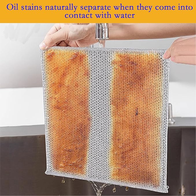 10PCS Double Wet and Dry Wire Dishcloth, Stainless Steel Scrubber, Non-Scratch - Image 3