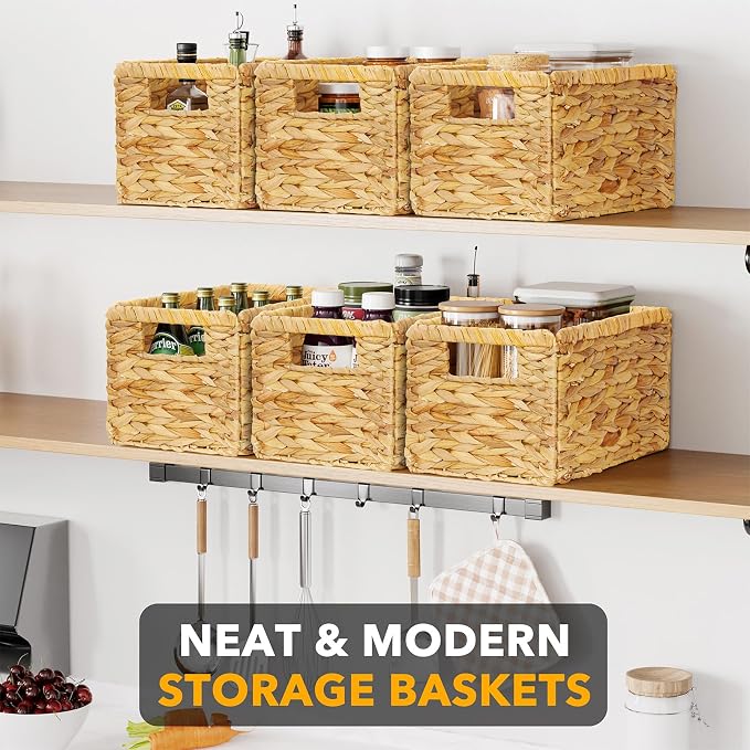 SpaceAid 6 Pack Wicker Basket, Storage Baskets - Image 2