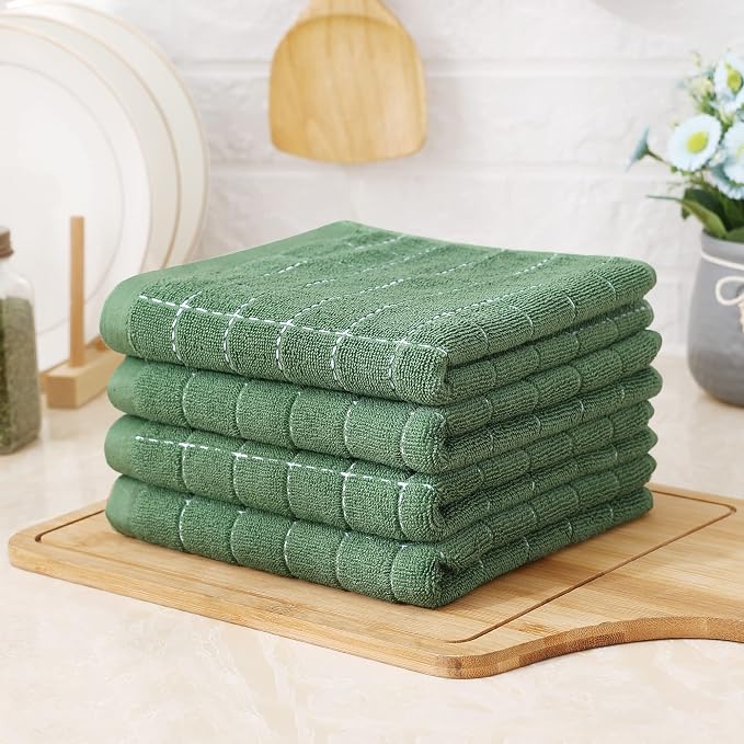Homaxy 100% Cotton Terry Kitchen Towels, Checkered Designed, Soft and Super - Image 8