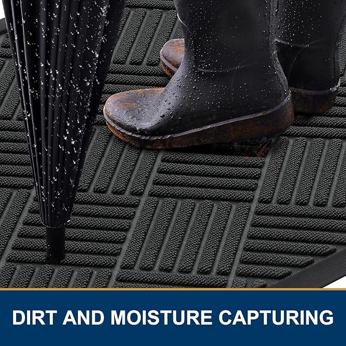 Smiry Front Door Mat Outside Entrance, Heavy Duty Outdoor Indoor Natural Rubber - Image 3