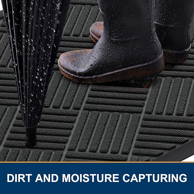 Smiry Front Door Mat Outside Entrance, Heavy Duty Outdoor Indoor Natural Rubber - Image 3