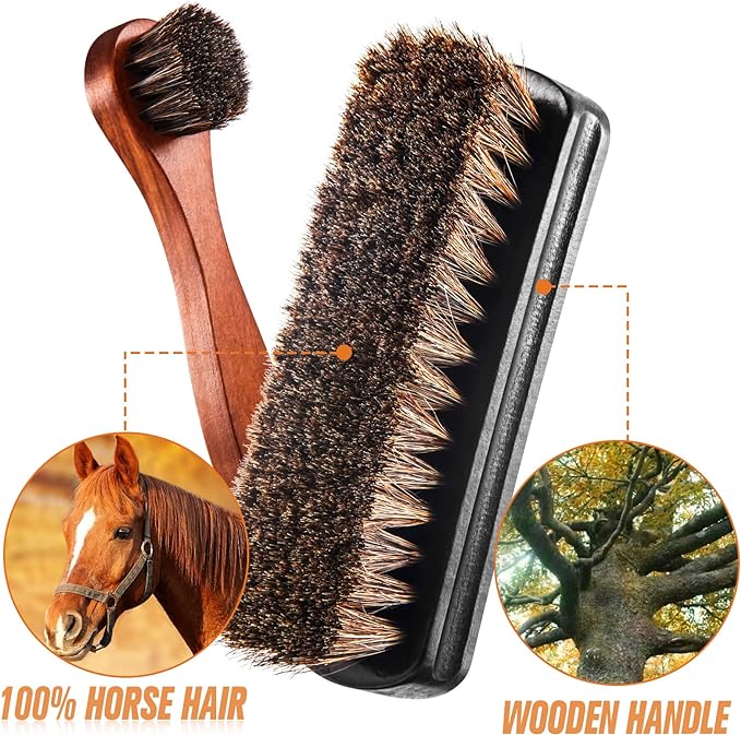 4 Pcs Horsehair Shine Shoes Brush Kit Polish Dauber Applicators Cleaning - Image 3