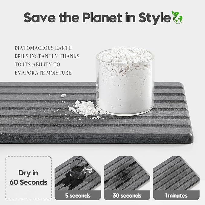 2PCS Water Absorbing Stone Drying Tray Mat - Image 4