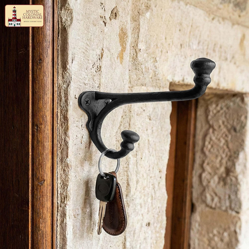 Mystic Colonial Rustic Cast Iron Wall Hooks Heavy Duty Retro Utility Hooks fo...