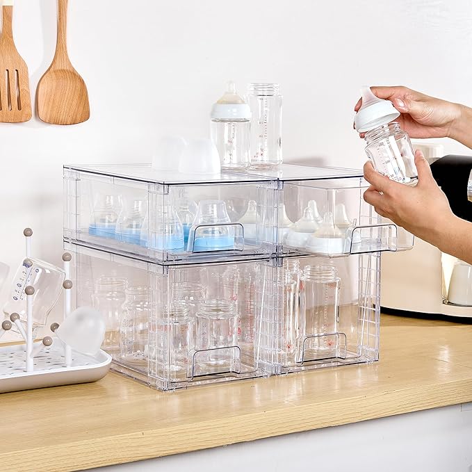 Vtopmart 6 Pack Clear Stackable Storage Drawers, Plastic Drawers - Image 2