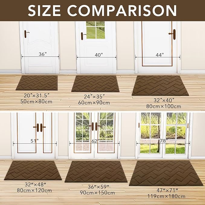 hicorfe Indoor Door Mat, Non Slip Door Mats, Absorbent Resist Dirt Entrance - Image 5
