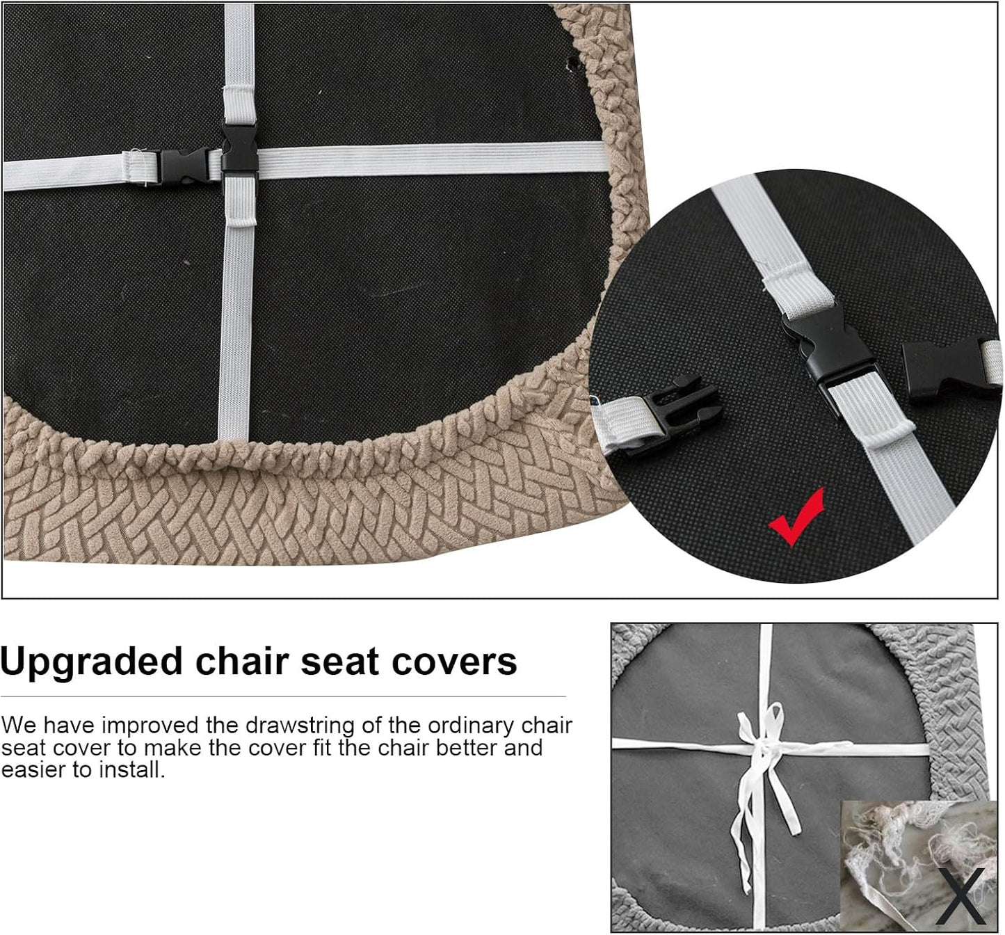 Genina Seat Covers for Dining Room Chair Seat Slipcovers Kitchen Chair Covers (Taupe, 4 Pcs)