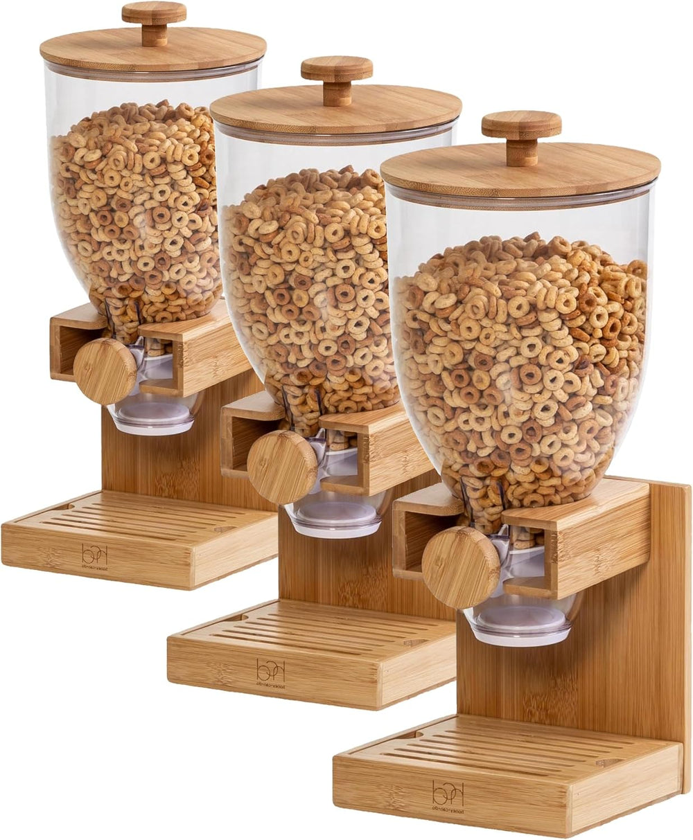 ZevrO Honey-Can-Do Bamboo Cereal Dispenser with Airtight Lid – Countertop Dry...