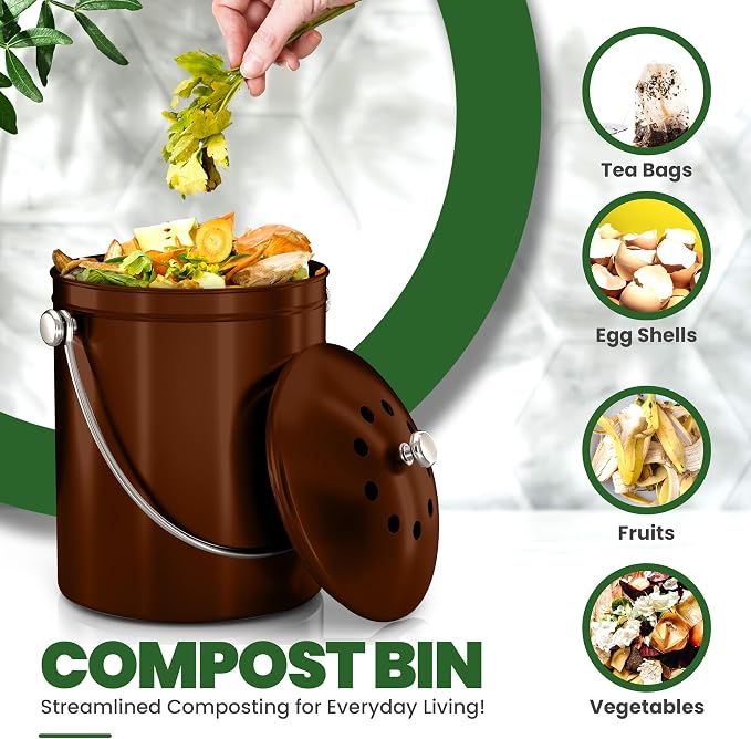 Utopia Kitchen Compost Bin for Kitchen Countertop, 1.3 Gallon Compost Bin for - Image 4