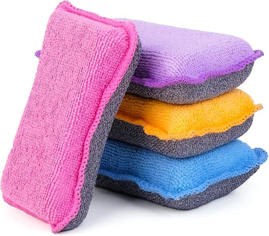 UPSTAR Kitchen Sponges for Dishes, Microfiber Cleaning Scrubber, Non-Scratch by UPSTAR