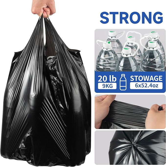 Small Trash Bags with Handles 4 Gallon 50 Count Black - Image 4