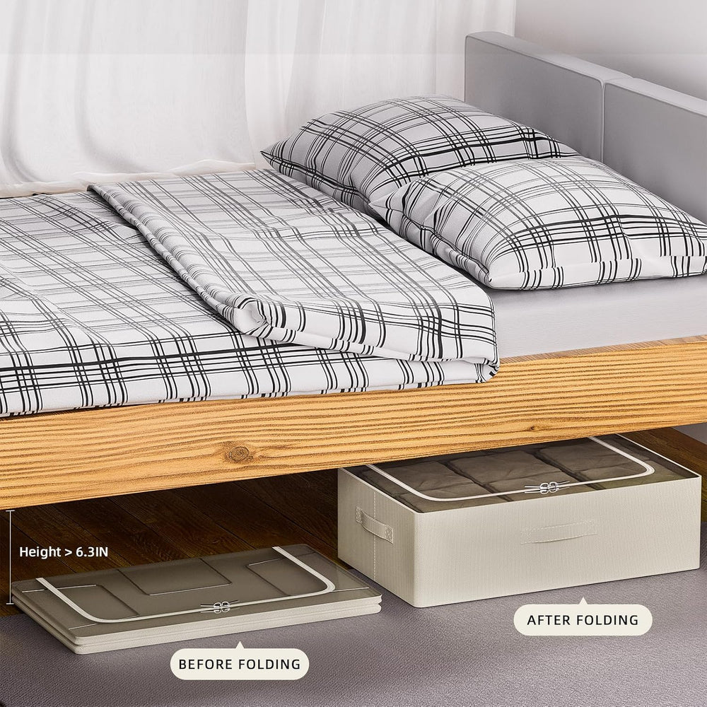 CYhom Under Bed Storage Bins Frame Storage Box Oxford Fabric Sturdy Underbed ...