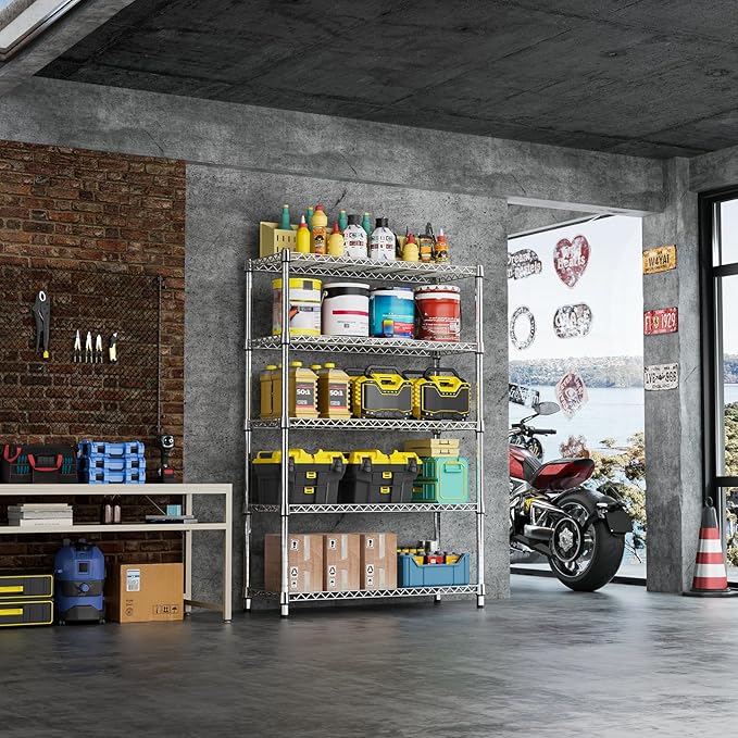 IZEUK 1750LBS Garage Shelving Wide Storage Shelves 5 Tier Metal Shelves Heavy - Image 6