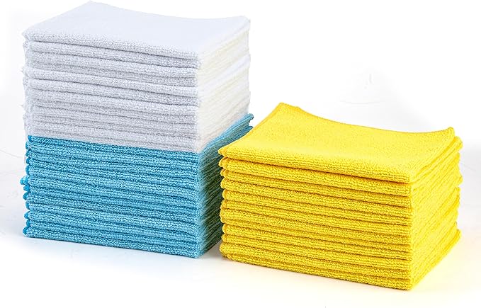 Amazon Basics Microfiber Cleaning Cloths, Non-Abrasive, Reusable and Washable by AmazonBasics