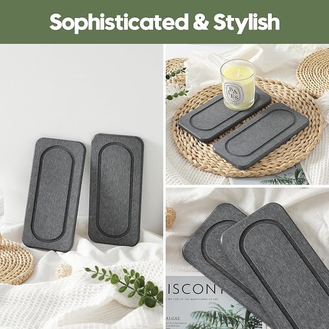 2Pack Diatomite Stone Coasters Water Absorbing Sink Tray - Image 5