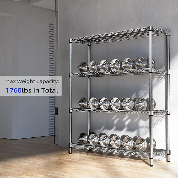 1760 LBs 4 Tier Storage Rack Metal Wire Shelving Unit, Storage Standing Shelf - Image 7
