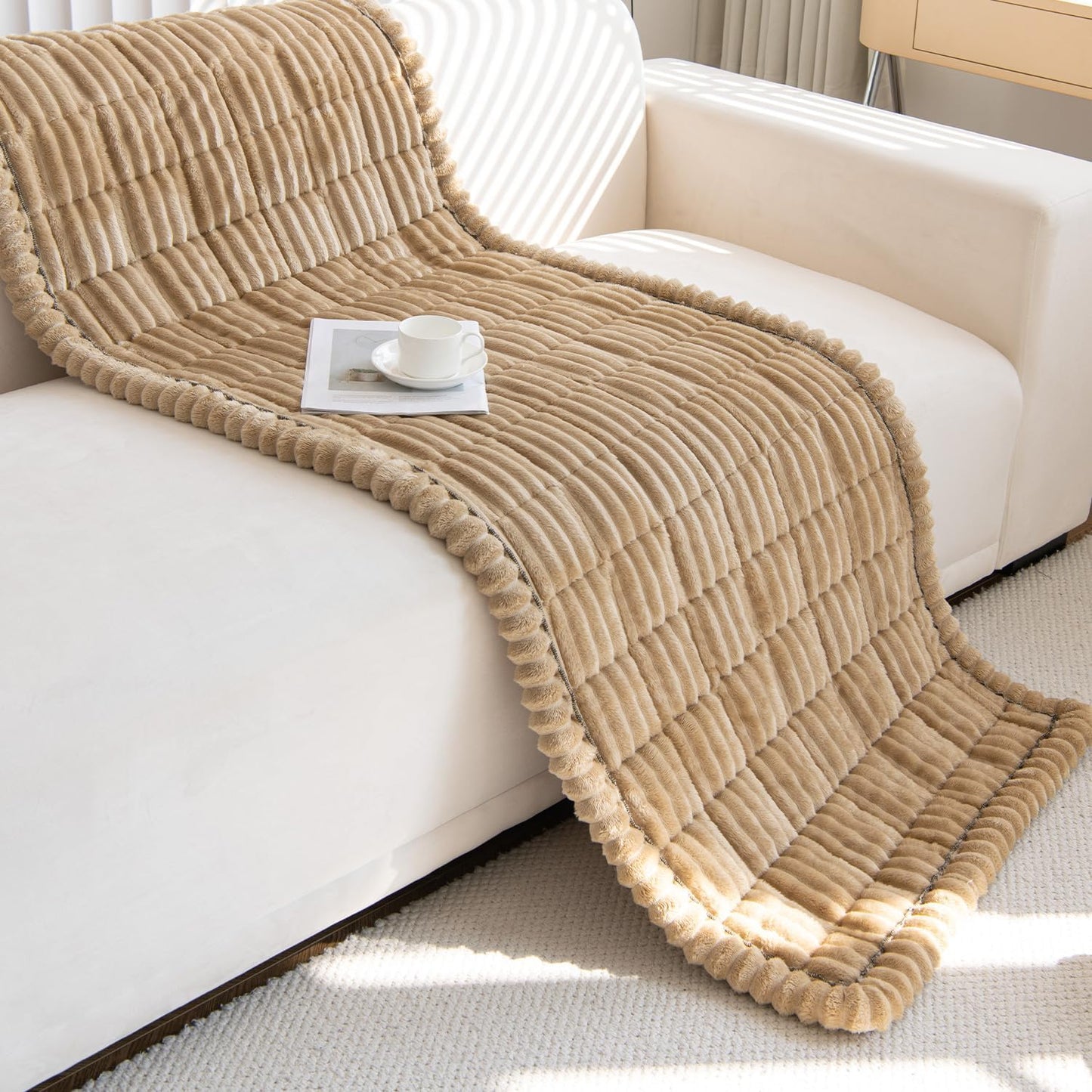 Gumfolk Pet Couch Covers for Sofa Slipcovers Couch Protector for Dogs Washable Cushion Cover, Sofa Pad Blanket Furniture, Brown, 27in*59in