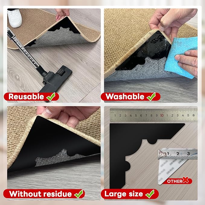 Rug Non Slip Grippers, Reusable Rug Tape Pads - Image 4