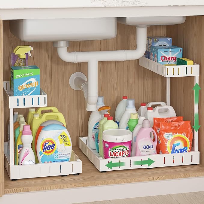 REALINN Under Sink Organizer, 2 Tier Expandable Under Cabinet Organizer by REALINN